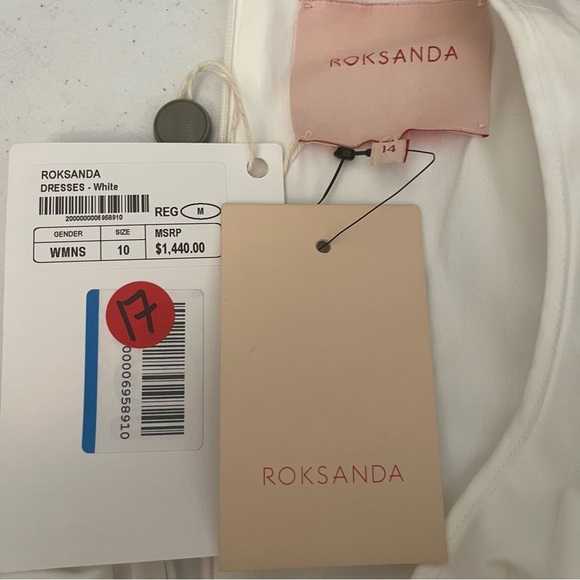 ROKSANDA White Cotton Poplin Midi Dress Puff Sleeve Boho Cottage US 10 UK 14 NWT - Picture 11 of 16